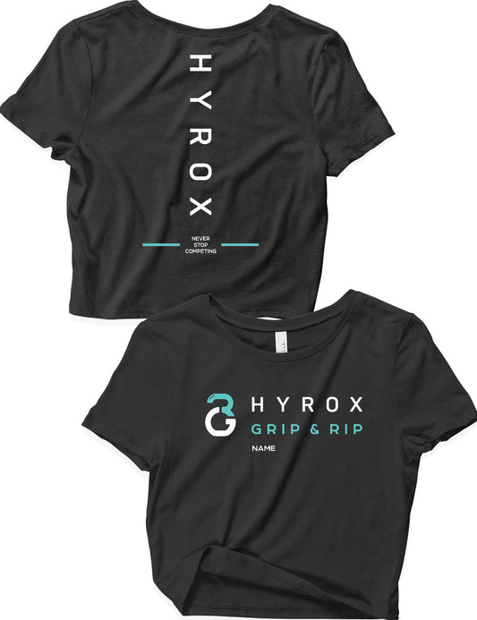 Ladies Black Crop Tops - Hyrox - Grip and Rip - AMRAP