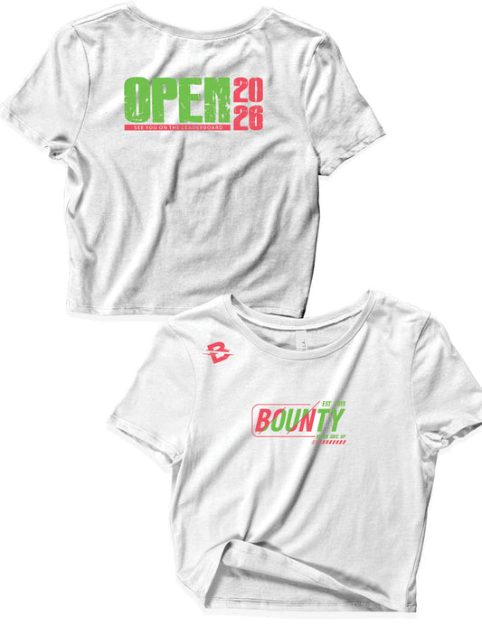 Ladies White Crop Tops - Open 2026 Green - Bounty - AMRAP