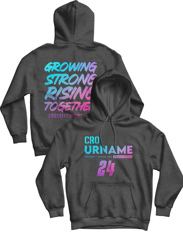 Unisex Hoodie Charcoal Melange 240g - Custom Name - CrossFit Rising Oak - AMRAP INDUSTRIES