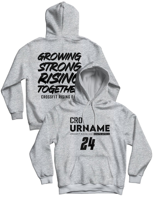 Unisex Hoodie Grey Melange 240g - Custom Name - CrossFit Rising Oak - AMRAP INDUSTRIES