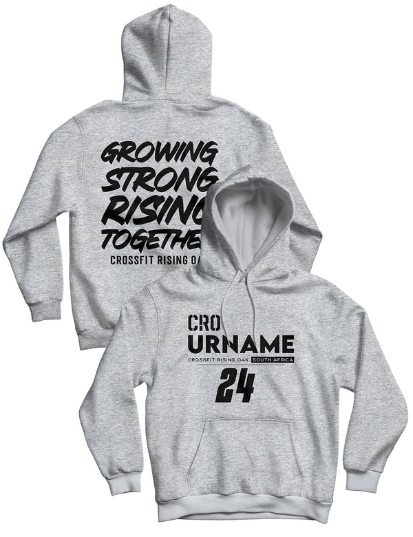 Unisex Hoodie Grey Melange - Custom Name - CrossFit Rising Oak - AMRAP INDUSTRIES