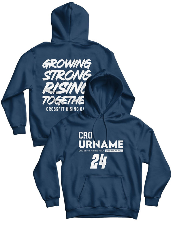 Unisex Hoodie Navy 240g - Custom Name - CrossFit Rising Oak - AMRAP INDUSTRIES