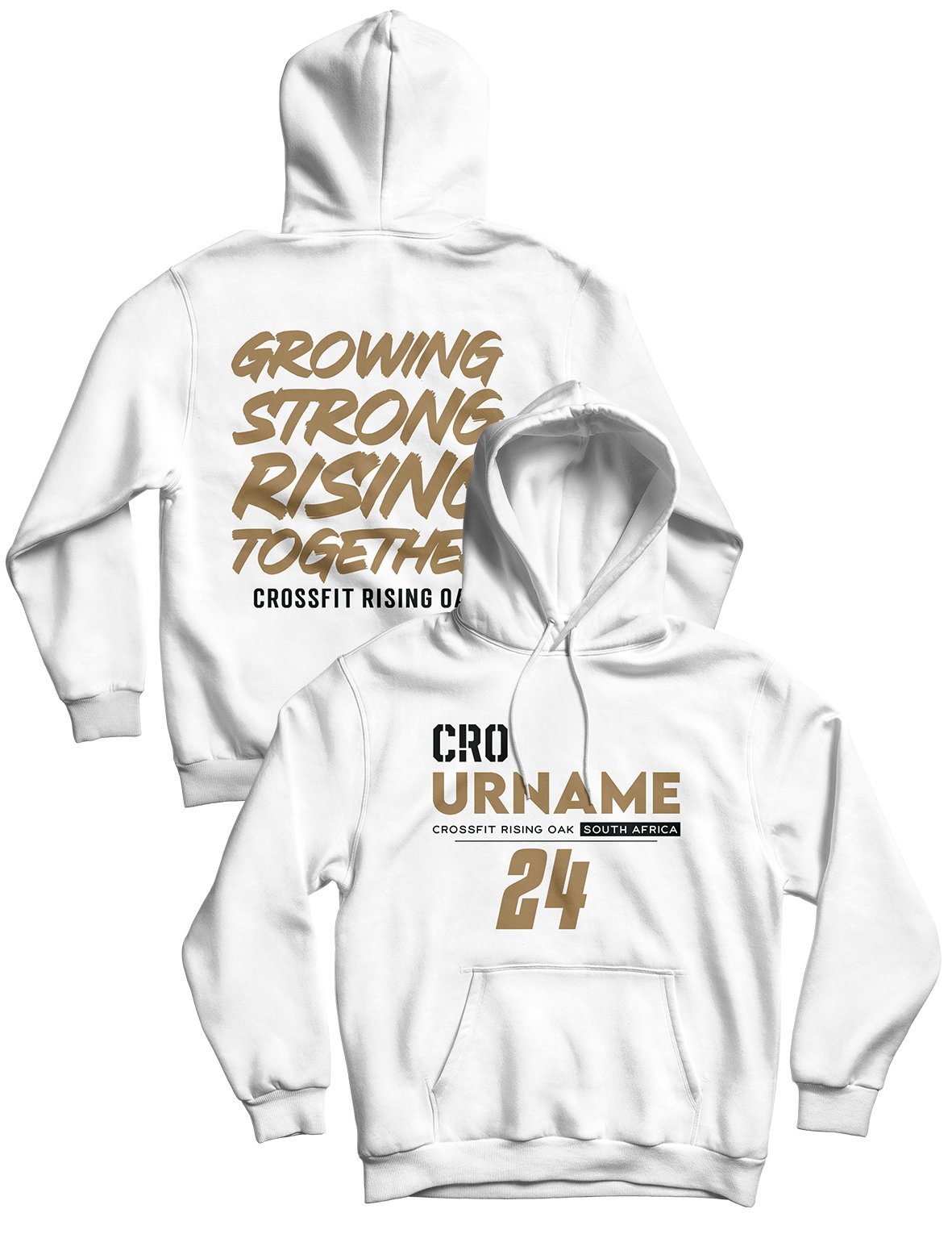 Unisex Hoodie White - Custom Name - CrossFit Rising Oak - AMRAP INDUSTRIES