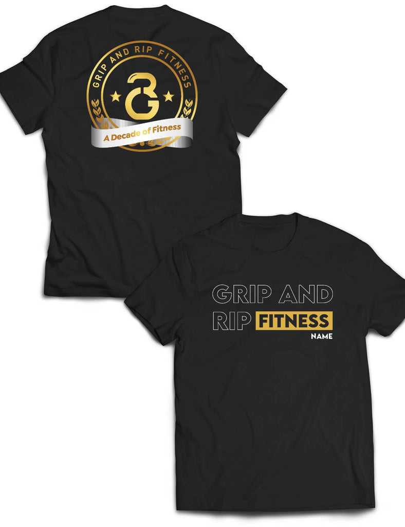 Universal Black Premium Tee - 10 Year - Grip and Rip - AMRAP