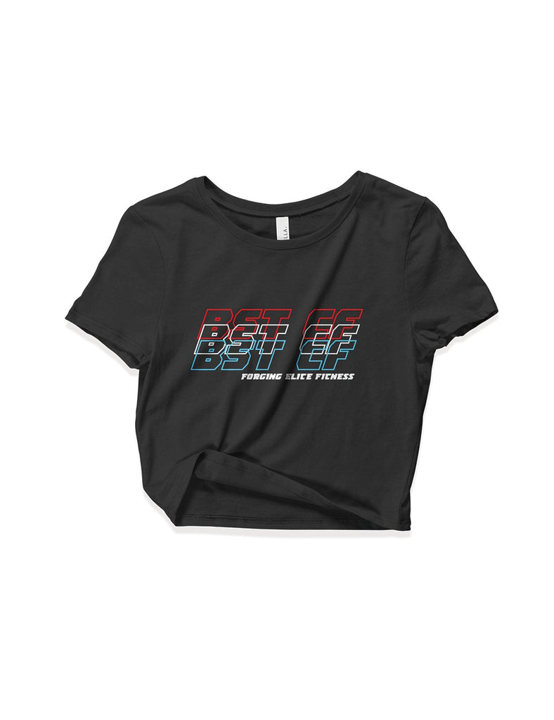 Ladies Black Crop Tops - 3D Outlined - Crossfit BST - AMRAP INDUSTRIES
