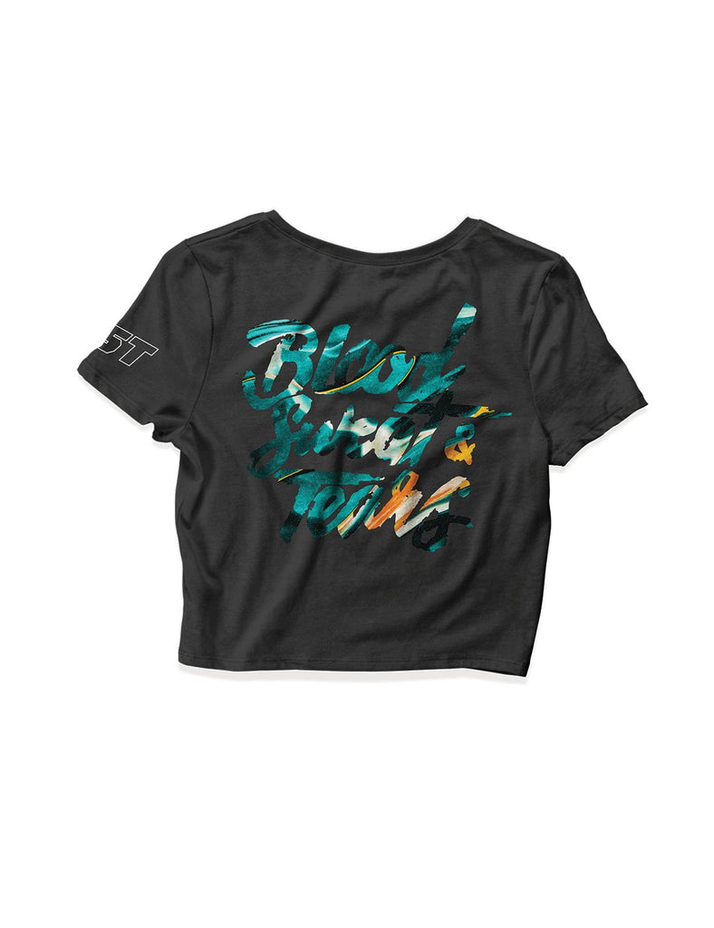 Ladies Black Crop Tops - Blood Sweat Tears Mix - Crossfit BST - AMRAP INDUSTRIES
