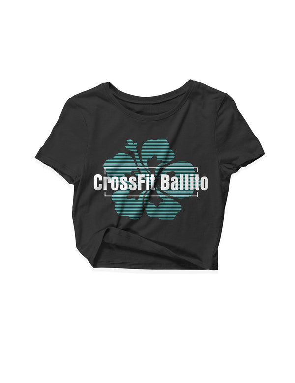 Ladies Black Crop Tops - Faded Lines - CrossFit Ballito - AMRAP INDUSTRIES