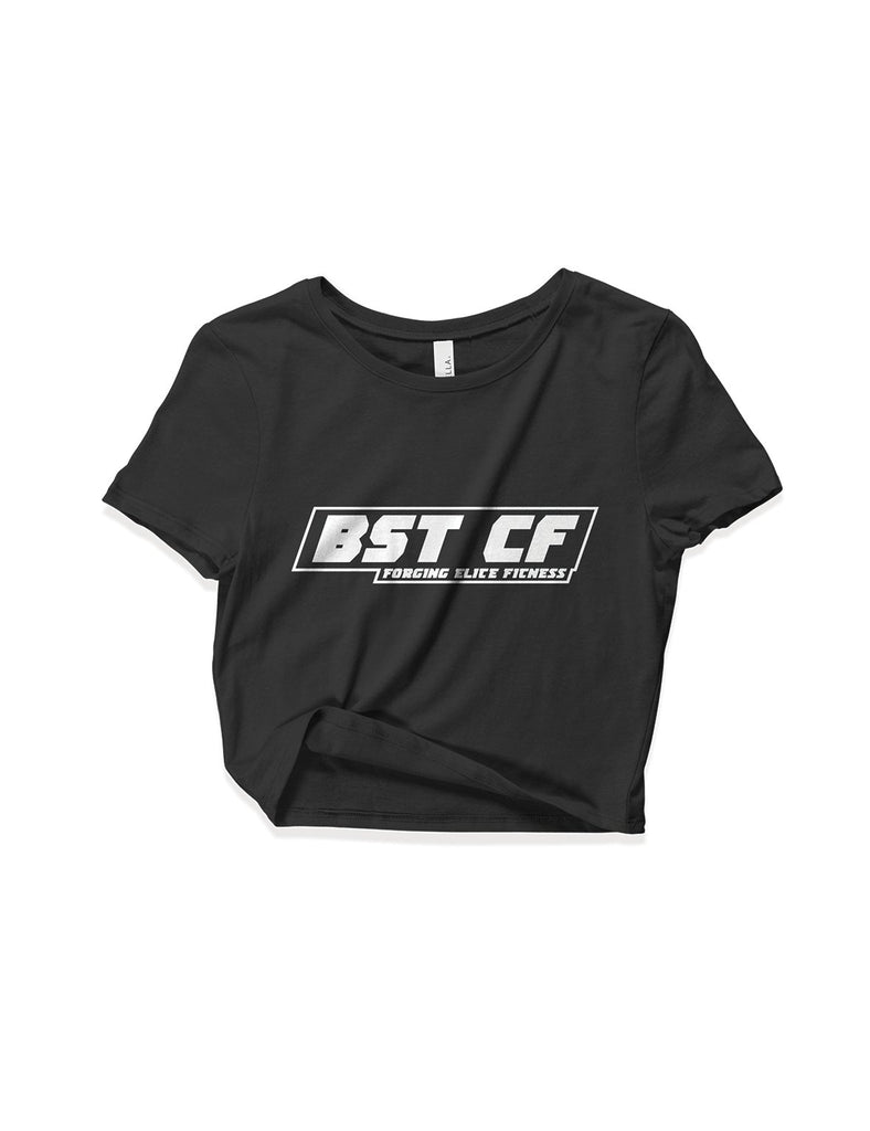 Ladies Black Crop Tops - Flagship White - Crossfit BST - AMRAP INDUSTRIES