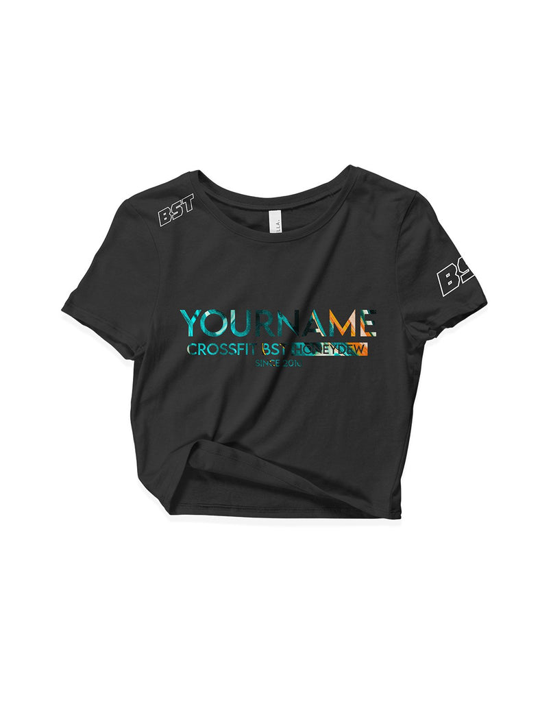 Ladies Black Crop Tops - YOUR NAME BST Mix - Crossfit BST - AMRAP INDUSTRIES