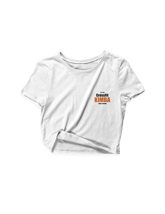 Ladies White Crop Tops - Flagship - CrossFit Kimba - AMRAP INDUSTRIES