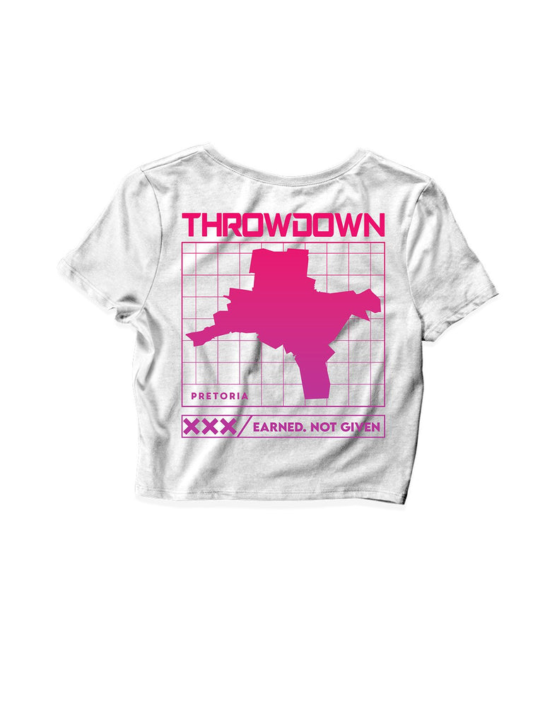 Ladies White Crop Tops - Pretoria Map - PTA Throwdown - AMRAP INDUSTRIES