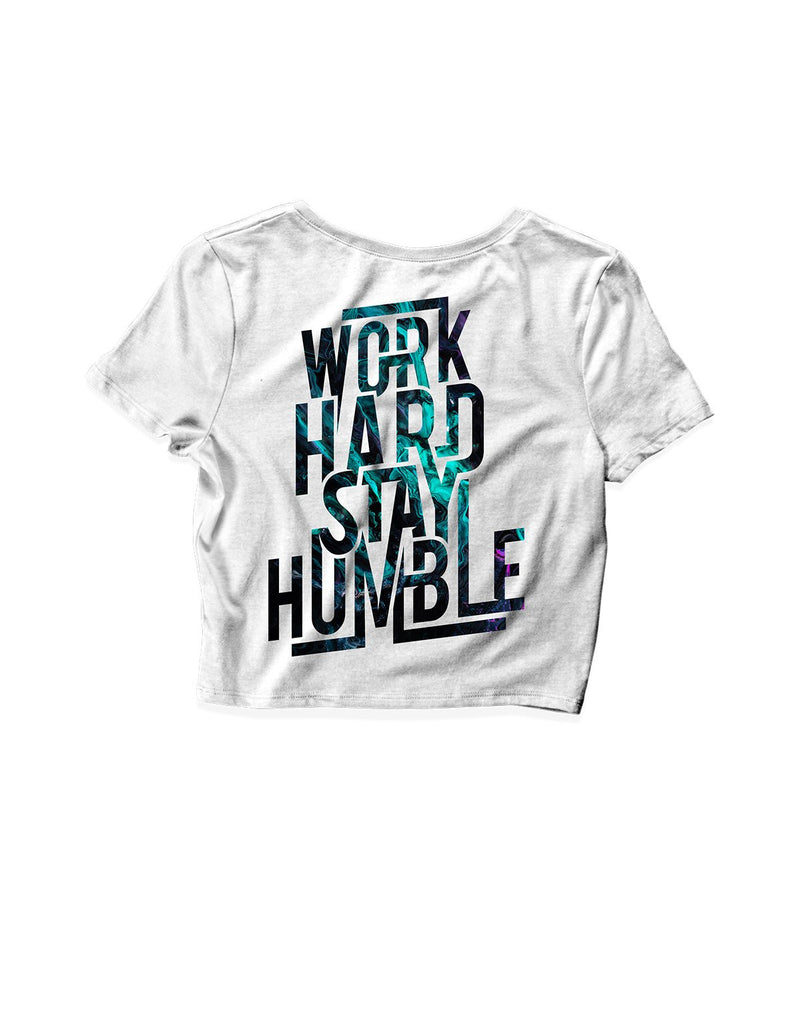 Ladies White Crop Tops - Stay Humble - Grip and Rip - AMRAP INDUSTRIES