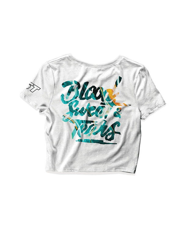 Ladies White Crop Tops - YOUR NAME BST Mix - Crossfit BST - AMRAP INDUSTRIES